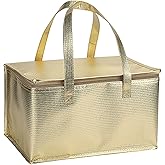 YIKANGHENG Pizza Delivery Bags, 14.5 Inch x 9.8 Inch x 8.6 Inch 3 Layer Non Woven Fabric and Thermal Insulation Cotton for Warm and Cold Keeping (gold)