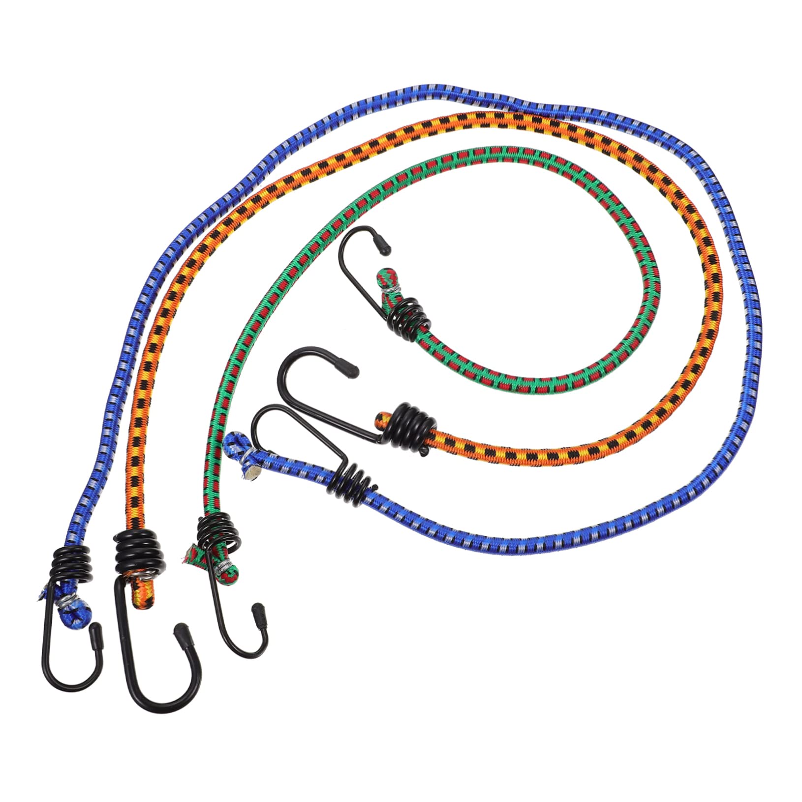 BCOATH 3pcs Cargo Bungee Cord High Elasticity Fastening Belt with Hooks for Transport for Motorcycle and Bicycle Luggage Random Colors