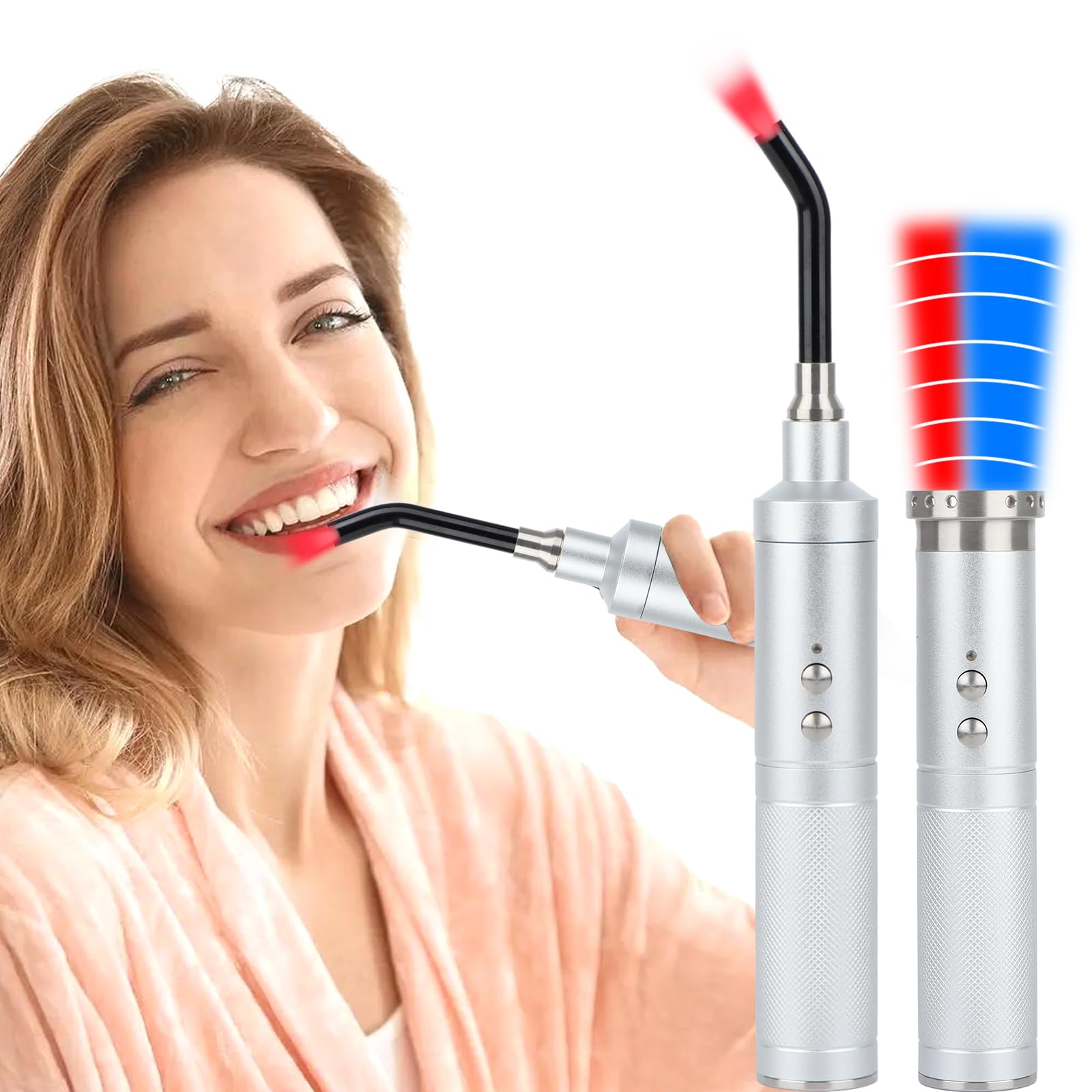 Photo 1 of Azilaser 4400mAh Rechargeable Infra Red Light Therapy Device for Pain Relief, Canker Sore Blue Light Treatment Machine Ear Nose Mouth Lip Cold Sore Knee Joint Muscle Back Removable Tip Dog Pet