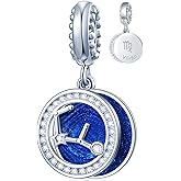 Zodiac Sign Charms for Charm Bracelets - 925 Sterling Silver Necklace Pendants, 12 Constellation/Horoscope Star Dangle - Dangling Birthstone Beads, Birthday Gifts for Women/Men.