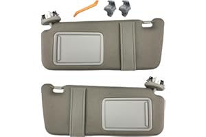 GLYMXIA Pair of Left and Right Gray Sun Visors with Holders for Toyota Camry 2007 2008 2009 2010 2011 with Light Sunroof Interior Sunshade Replacement