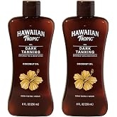 Hawaiian Tropic Dark Tanning Oil, 8 Fl Oz (2 Pack) | Moisturizing body oil, Made with cocoa butter, Enhances outdoor tan, Iconic tropical scent, Vegan, Dermatologist tested
