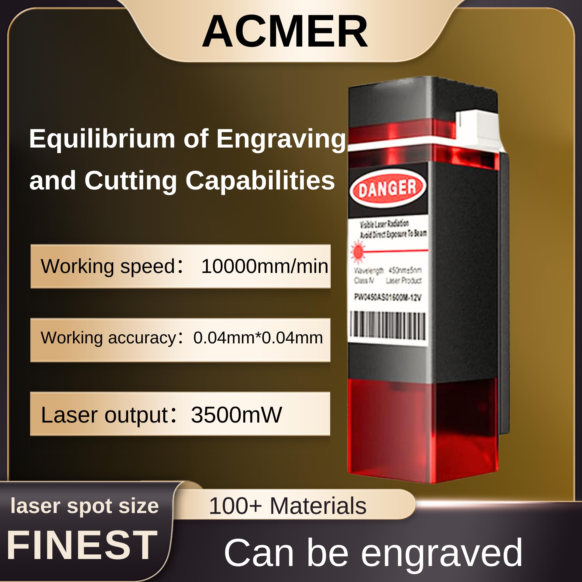 ACMER S1 Laser Engraver for Beginner Mini Laser Engraving Machine for Wood, Leather, Plastic, Laser Class4 (S1 3500mW)