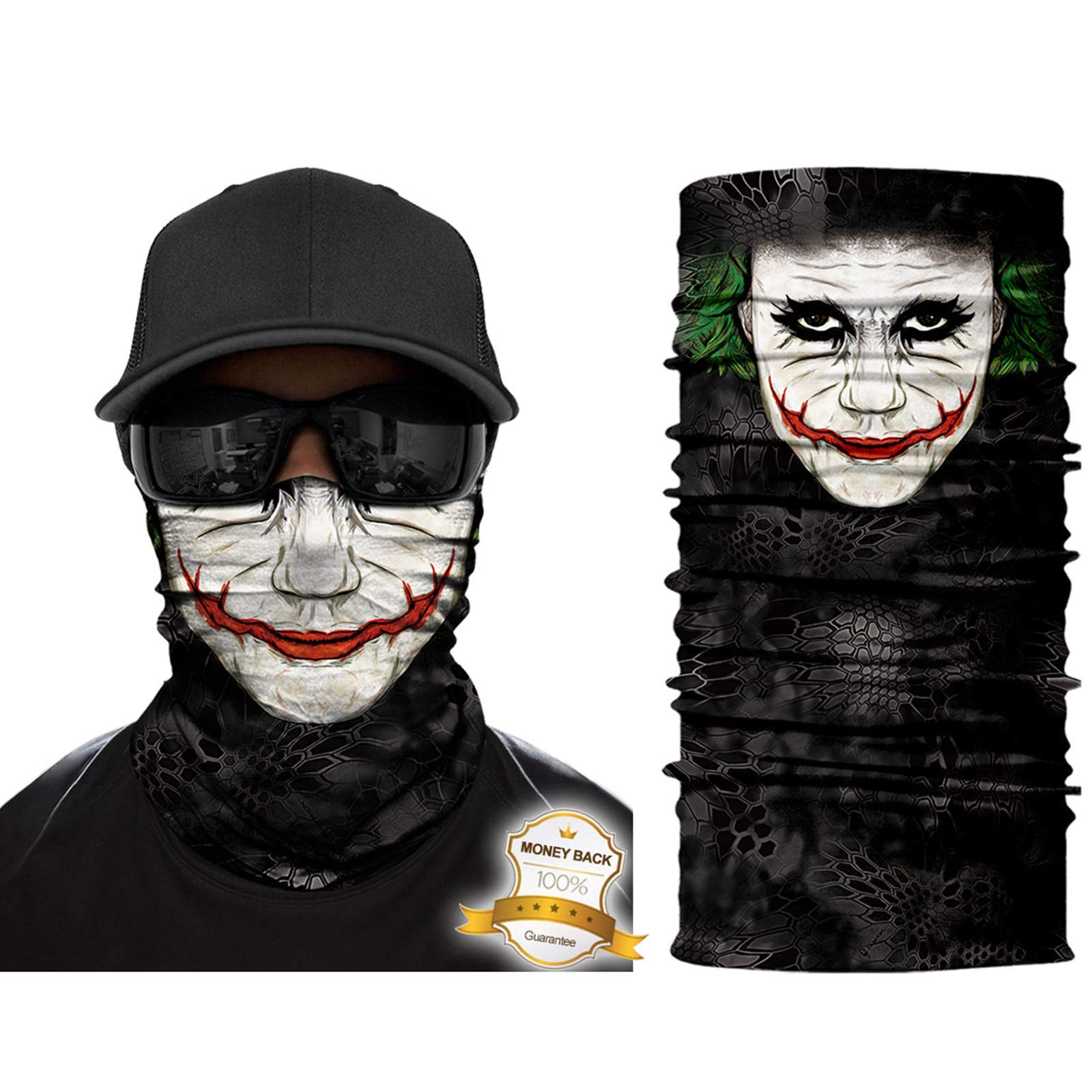 Tube Scarf - 3D Face Bandana Mask Unisex Seamless Tube Headbands Headwrap, UV Resistance Outdoors Mutifunctional Headwear Balaclava (GreenC)