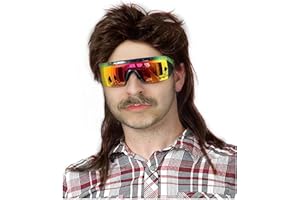 Auguyist Mullet Wigs for Men 70s and 80s Theme Party Costumes Fancy Party Accessory Cosplay Wig (Dark Brown)