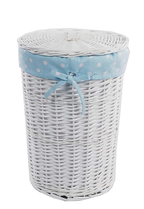 DVier Wäschekorb weide weiß Babyblau rund D.32 H.47