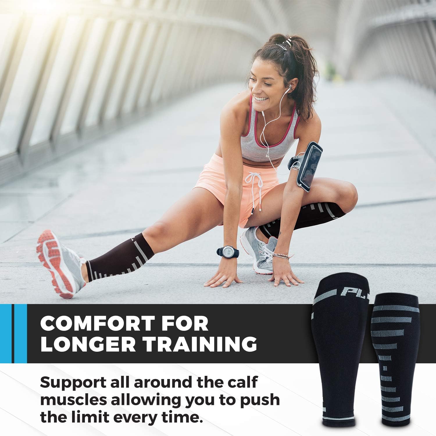 PowerLix Calf Compression Sleeve (Pair) – Supreme Shin Splint Sleeves for Men & Women – 20-30 mmHg: Clothing