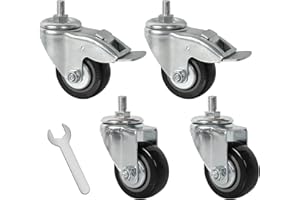Vankey Caster Wheels Set of 4, 3inch Heavy Duty Metal Swivel Wheel Fits for Kamado Joe Series I Carts Rolling Carts Threaded Stem Mount Industrial Castors Wheel Kit Furniture Workbench Trolley