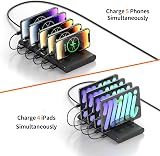 Alxum 60W 10 Port USB Charging Station Fast Charger for Phone Tablet Deep Black view 5