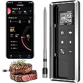 Wireless Meat Thermometer with Smart Timer & APP Control, 800ft Bluetooth Grill Food Thermometer - 0.19In-Ultra Thin Probe, ±0.5℉ Accuracy, Digital Backlit Screen for BBQ, Oven, Smoker, Kitchen