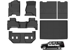 Wayhigh-Floor Mats for 2015-2020 Chevy Suburban & GMC Yukon XL（Only Fit 8 Seats） (with 2nd Row Bench Seat) All Weather Trunk Mat with Backrest Mat Waterproof Duty Rubber Cargo Liners Accessories