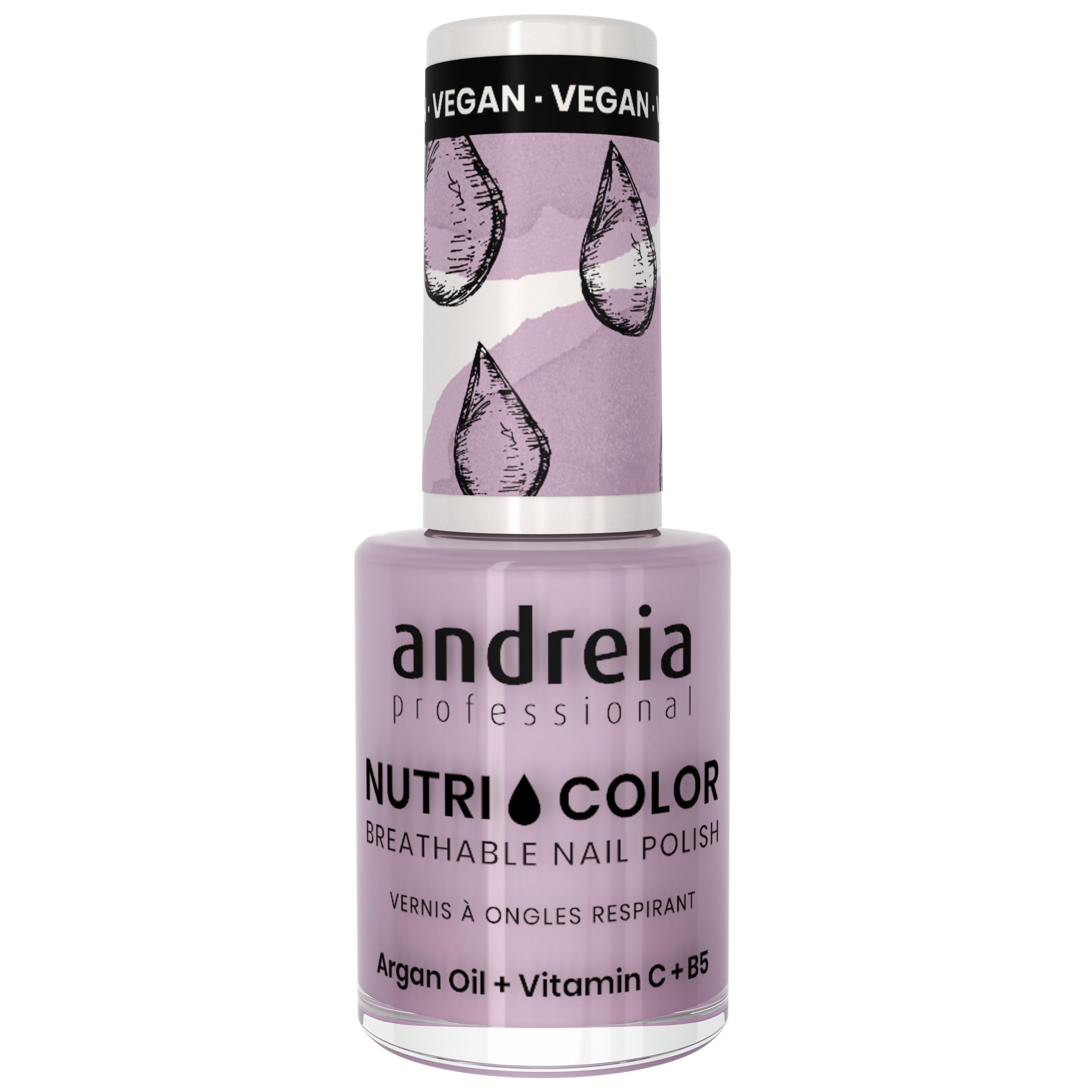 Andreia Professional NutriColor Breathable Nail Polish - Vegan and Cruelty-Free DIY Nail Art Nail Polish with Long Lasting Gloss Finish Colour NC35 Lavender 10.5ml