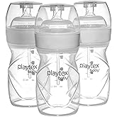 Playtex Baby Anti-Colic Nurser Bottle with Pre-Sterilized Disposable Drop-Ins Liners, Closer to Breastfeeding, 4 Ounce Bottle
