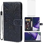 Gufuwo Case for Galaxy S22 Ultra, Samsung S22 Ultra 5G SM-S908U Wallet Case with Tempered Glass Screen Protector, Leather Flip Credit Card Holder Phone Cover for Samsung Galaxy S22 Ultra 5G Dark Blue