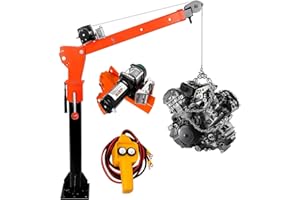 KQZZIV Electric Truck Crane, 1500lbs Load Capacity, Folding Truck Bed Crane with Electric Winch 3800 Lbs, 360° Swivel Lift Electric Hoist for Lifting Goods in Construction, Factory