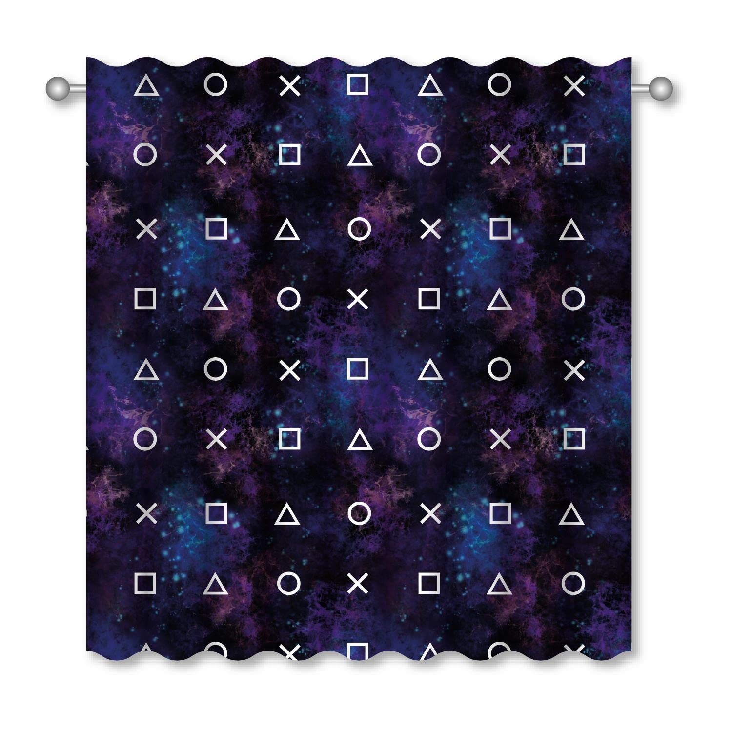 Playstation Nebula Curtains - Playstation Controller Icons Design - 66" Wide x 54" Drop