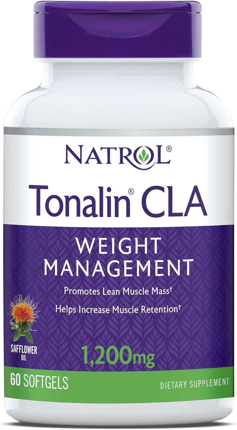 Natrol Tonalin CLA Softgels, Derived from Safflower Plant, Promotes Lean Muscle Mass, Helpes Increase Muscle Retention, Promotes Fat Metabolism, Weight Management Supplement, 1,200mg, 60 Count: Health & Personal Care