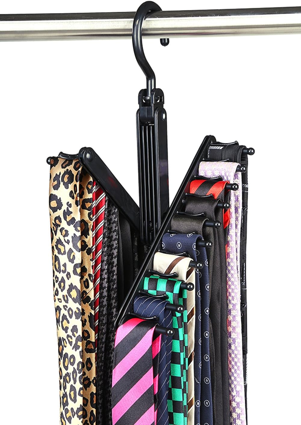 Tie Rack /Hanger Organizer, the Compact Necktie Hanger for 20 ties (Black) Home