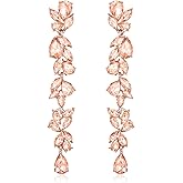 Crysdue Wedding Bridal Earrings for Bride Bridesmaid, Rhinestone Cluster Silver/14K/Rose Gold Plated Chandelier Drop Dangle Earring for Pageant Prom Party
