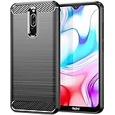 GTBDEKI Case for Redmi 8 Case, M1908C3IC Case, Carbon Fiber Shockproof Slim Silicone Rugged Soft TPU Back Phone Cover for Xiaomi Redmi 8 Black