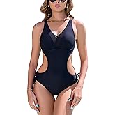 LXheysea Women's Strappy Cutout One Piece Swimsuit Mesh Monokini Bathing Suit