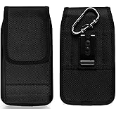Holster for iPhone 17, 17 Pro, 16, 16 Pro 16e, 15, 15 Pro, 14 13 12 Pro, SE 2022 and Samsung Galaxy S25 S24 S23 S22 S10e A10e - Nylon Rugged Cell Phone Belt Holder for Men, with Clip Loop for Work