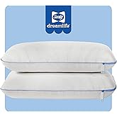 Sealy Dreamlife Queen Size Memory Foam Cooling Pillow with Surface Guard Technology, Removable Machine-Washable Cover, 1 Year Limited Warranty, White (2 Pack)