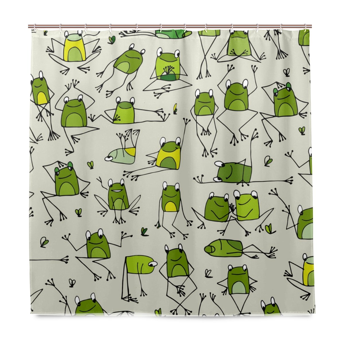 Top Carpenter Funny Frogs Pattern Bath Shower Curtain 72x72in Polyester Fabric with 12 Curtain Hooks Bathroom Accessories Decoration