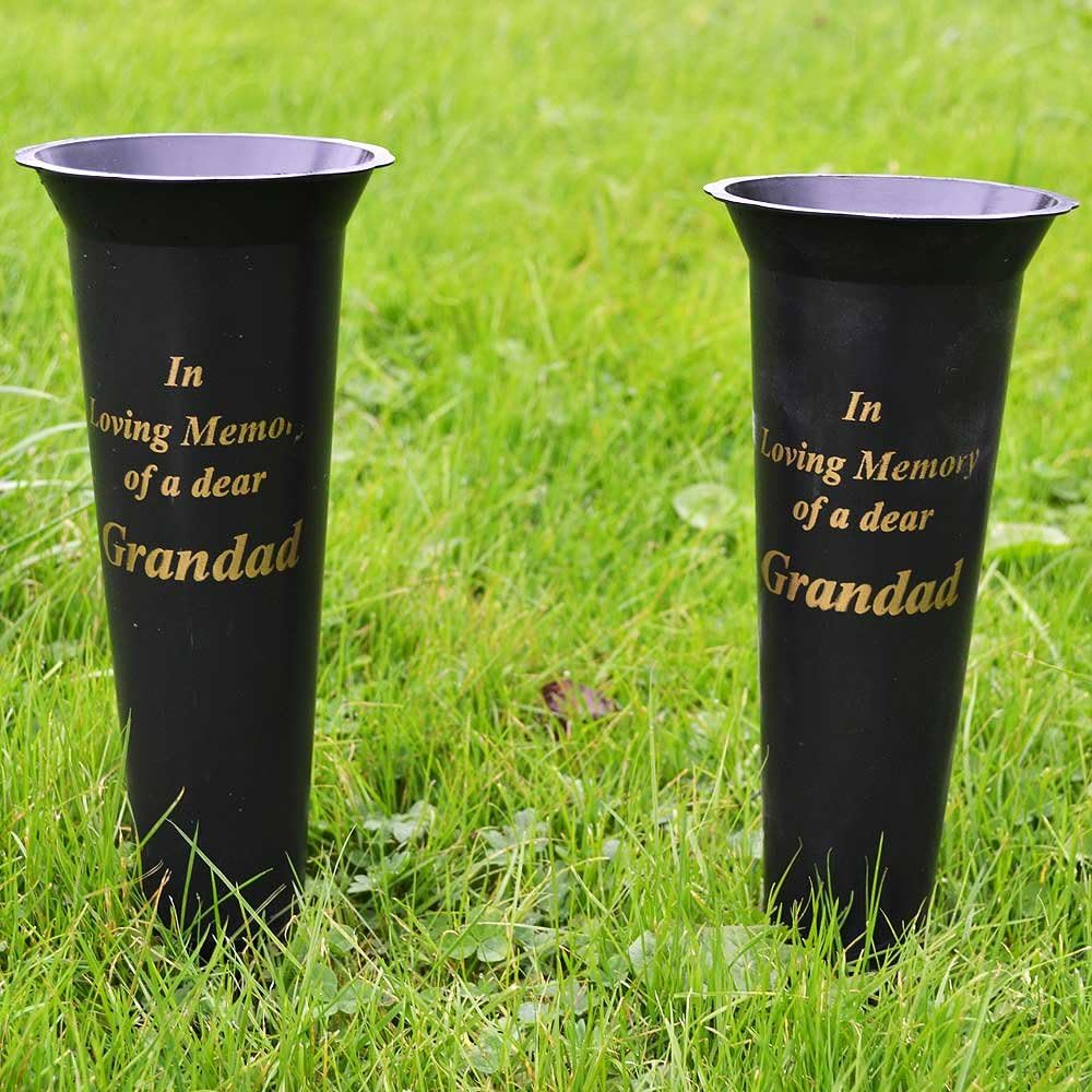 Set of 2 Grandad In Loving Memory Spiked Memorial Grave Flower Vases