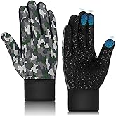 AOTOW Kids Winter Warm Sports Gloves - Cold Weather Thermal Snow Bike Touch Screen Children Mittens Boys Girls