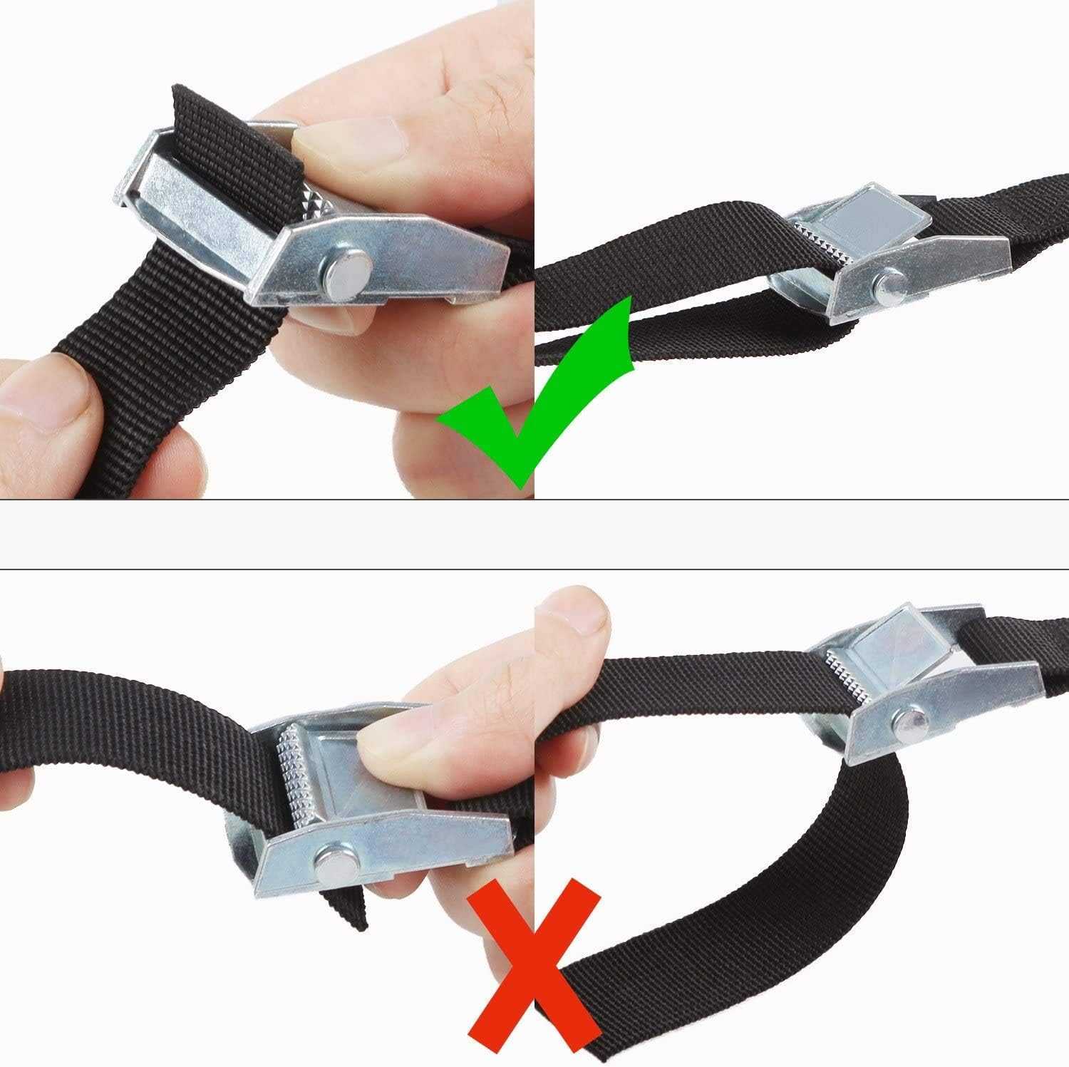 4 PCS Lashing Straps 13ft Heavy Duty Tie Down Strap Nylon Black Buckle tie Down Straps Use for Cargo and Luggage Tie Down: Automotive
