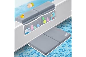 beiens Bath Kneeler and Elbow Rest Pad Set - 1.5'' Comfortable Thick Baby Bath Kneeler Pads, Quick Dry Soft Kneeling Pad for Baby Bath Time, Non-Slip Knee& Arm Support Bathtub Mat with Toys Organizer