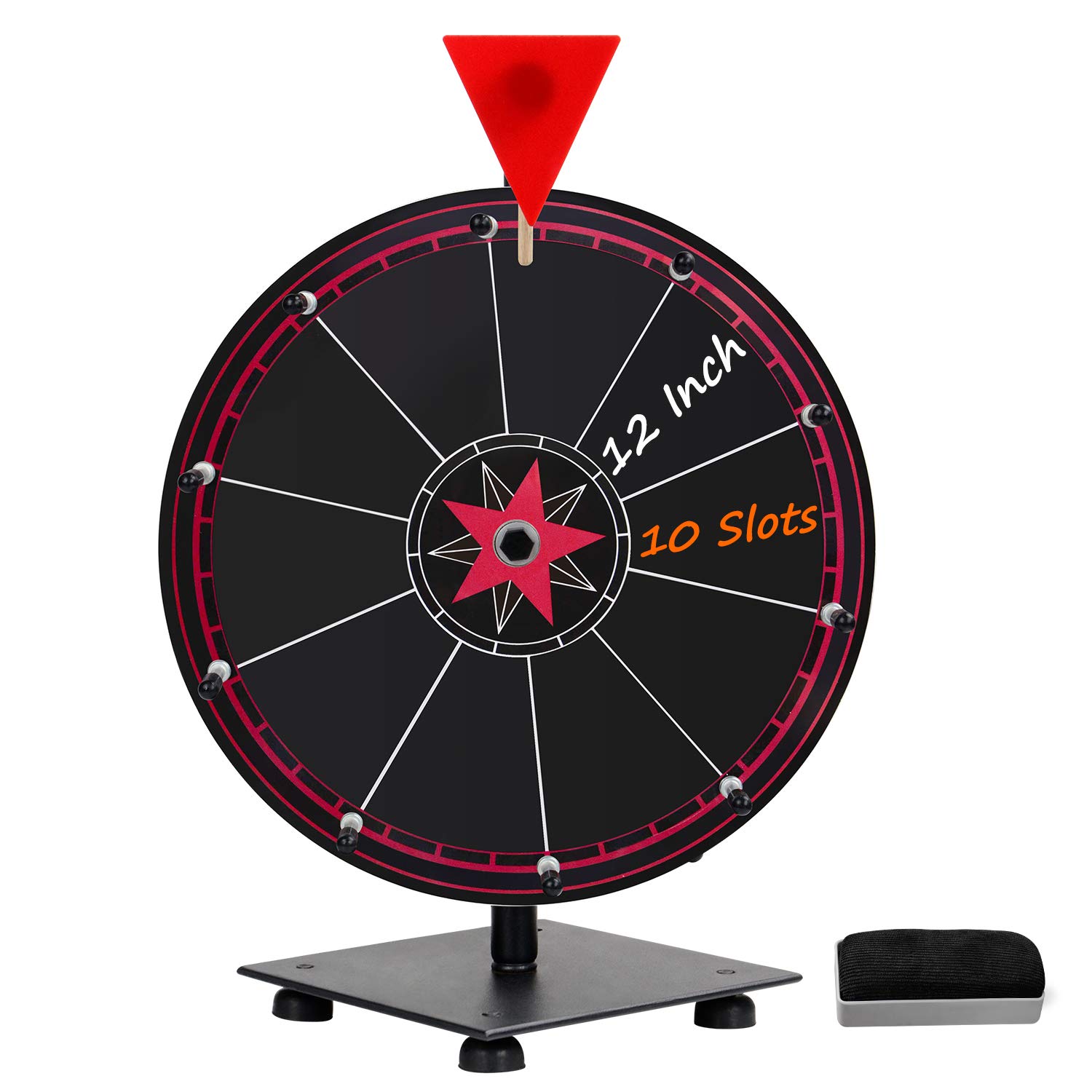 Photo 1 of T-SIGN Spinning Wheel for Prizes, 10 Slots Black Prize Wheel with Eraser, 12 Inch Spin Wheel with Stand, Roulette Wheel for Tabletop - Wheel of Fortune Wheel Spinner for Carnival, Game Casino