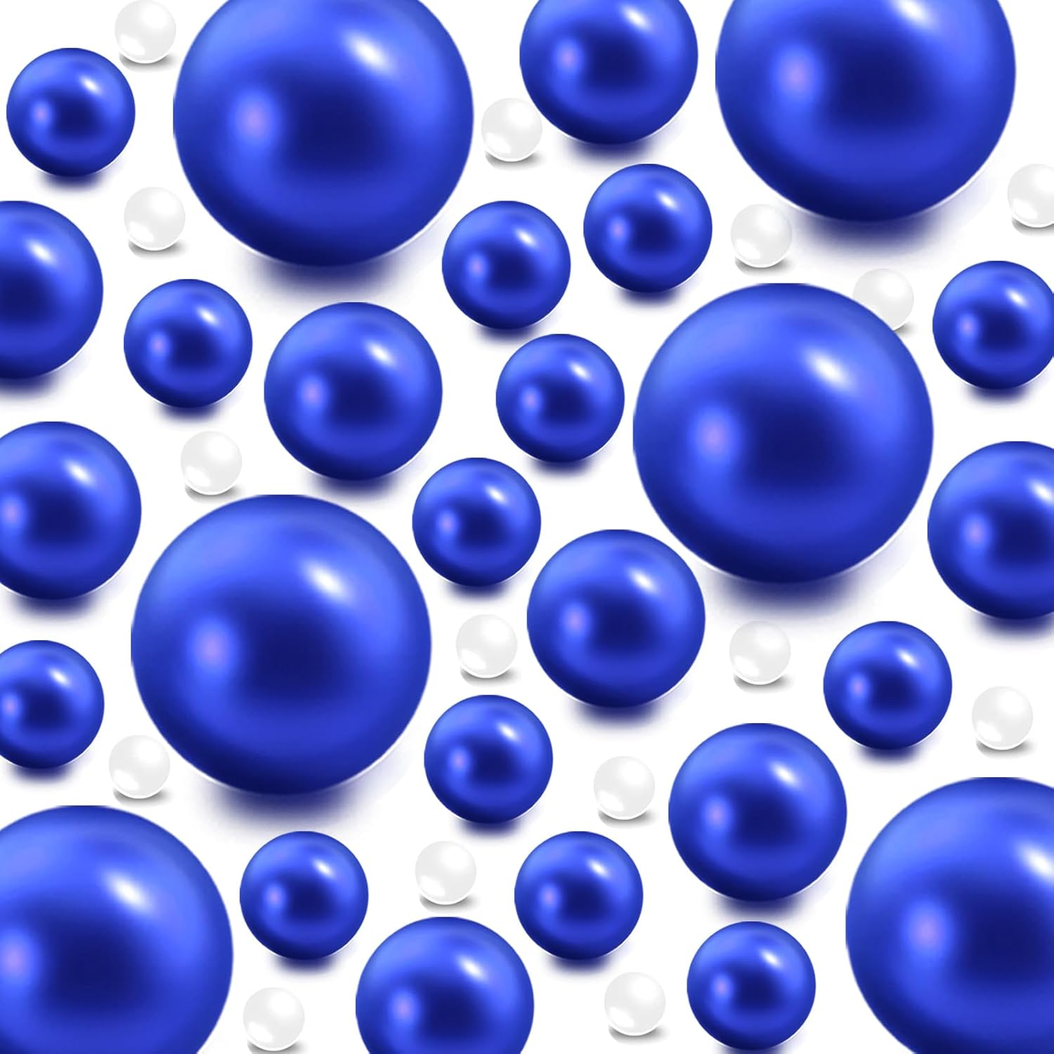 Vase Fillers - 120 Pieces Floating NO Hole Pearls and 500 Pieces Transparent Water Gels,RoyalBlue Floating Beads for Vases Floating Candles Home Weddings Table Centerpieces Party Decor(10mm,14mm,20mm)RoyalBlue