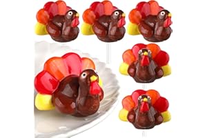 Dandat 6 Pcs Mini Thanksgiving Turkey Plates Decor Hand Painted Mini Turkey Decor for Thanksgiving Party Gift for Friends Family Ceramics Plates Party Supply
