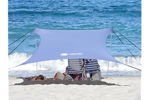 easierhike Beach Shade Windproof Design, Sun Shelter UPF50+ Portable Family Tent with 6 Sandbags Anchors 7x7 FT 2 Pole Pop Up Outdoor Shelter for Beach, Camping, Fishing, Backyard and Picnics