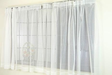 Amazon かーてん屋さんアウトレット 風通しのいいケースメントレースカーテン 無地 ホワイト 幅150cm 丈133cm 2枚組 レースカーテン オンライン通販