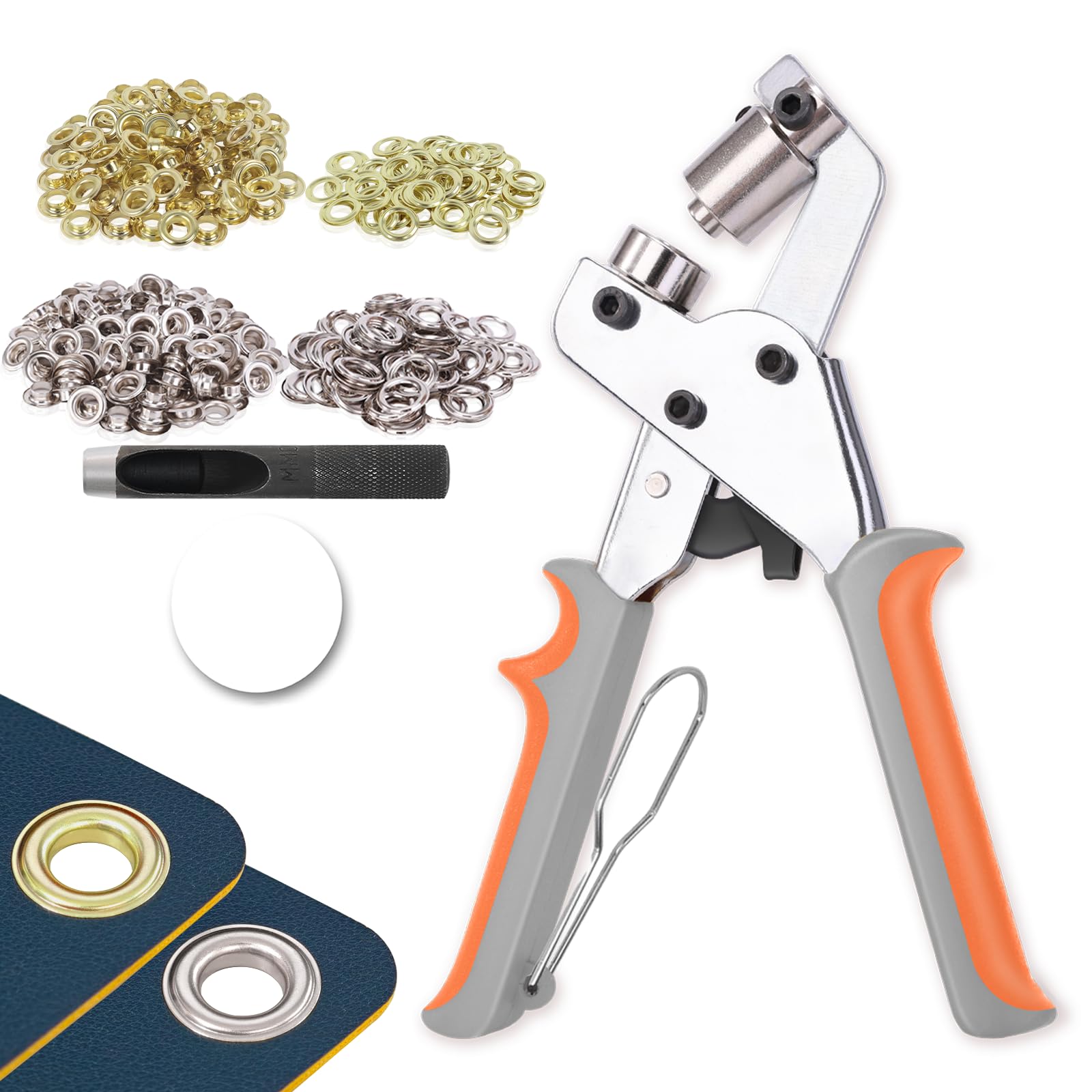 Photo 1 of ZAPSIFOU Grommet Tool Kit with 200 pcs 3/8 Inch 10mm Grommets, Heavy Duty Grommet Kit, Grommets Pucher with Hole Punch and Eyelets, Eyelet Pliers Kit for Tarp, Fabric, Banner, Canvas
