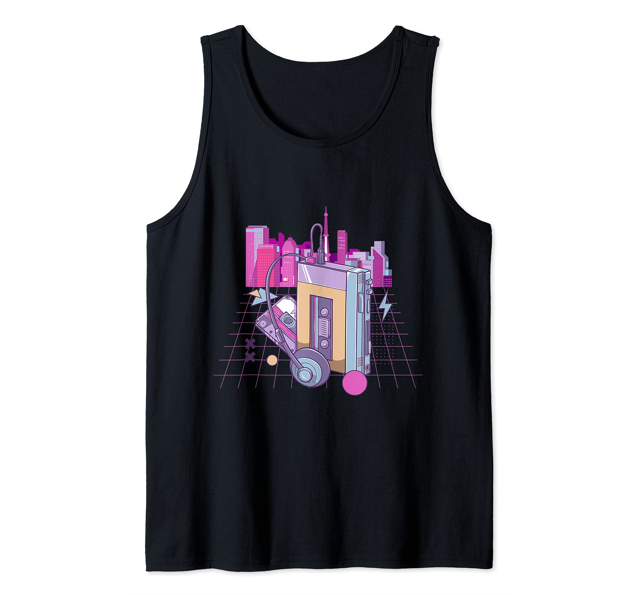 80's Retro Japanese Vaporwave LoFi Cassette Music Player Tank Top