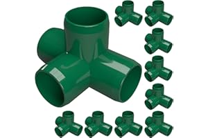 FORMUFIT 1/2” 4-Way Tee Furniture Grade PVC Fitting in Green, Made in USA, UV-Resistant, Impact-Proof, 0.840” Actual Socket Diameter (Pack of 10) - F0124WT-GR-10