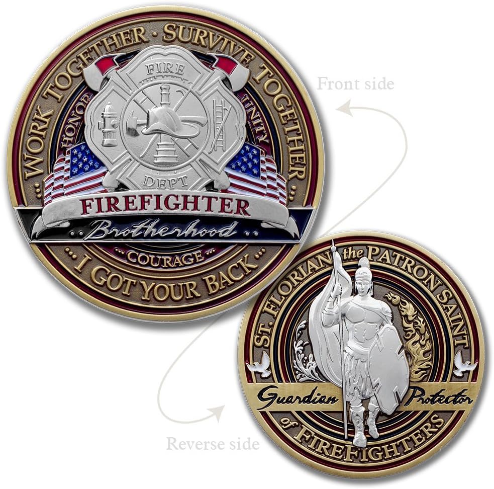 Armor Coin & Emblem - Firefighter Brotherhood Challenge Coin - Saint Florian Tribute - Honor Our Fallen Heroes - Thoughtful Gift Token of Appreciation for Firefighters