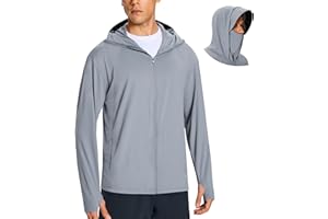 E-LIINJOYE Men's UPF 50+ Light Jacket Full Zip Sun Protection Hoodie Quick Dry Athletic Long Sleeve Shirts Hiking Fishing Running
