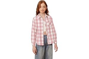 SANGTREE Womens and Girls Long Sleeve Flannel Shirt Casual Button Down Plaid Shirts, 3 Months - Adult 2XL