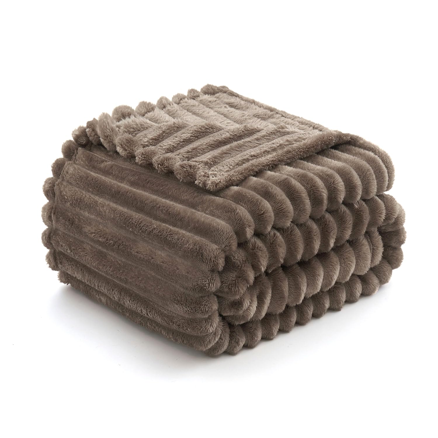 MIULEE Fleece Throw Blanket Flannel Soft Warm Comfortable Throws for Sofa Corduroy Fluffy Blanket Bed Throw for Bedroom Couch Travel Kids Bedroom Accessories 60 * 80Inch Brown