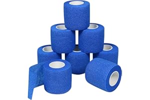GooGou Self Adherent Wrap Bandages Self Adhering Cohesive Tape Elastic Athletic Sports Tape for Sports Sprain Swelling and Soreness on Wrist and Ankle 8PCS 2 in X 14.7 ft (Blue)