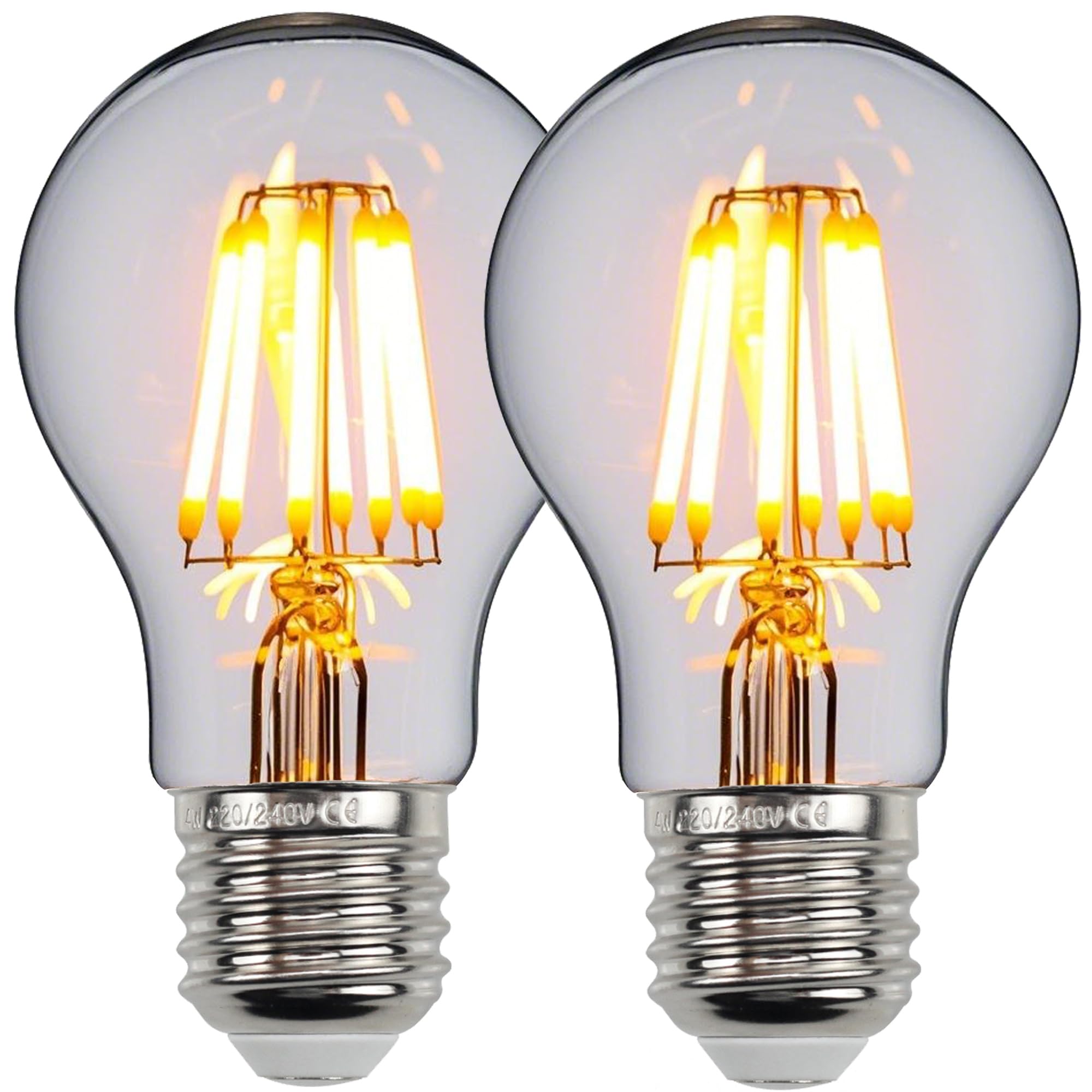 Tianfan 2-Pack Led Bulbs A60 Edison Bulb 4W 2700Kelvin Warm White Vintage Decorative Light Bulbs (Transparent)