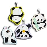 HUEYTON Panda Cartoon Hand Towel Set - Ultra Absorbent-Soft Hanging Hand Towels for Bathroom Kitchen, Fun Birthday Panda Gift for Kid Children
