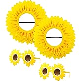 Dingion 2 Sets Funny Sunflower Costume Headgear Sunflower Glasses and Hat Performance Props for Festival Adults Party Easter Costume Accessory