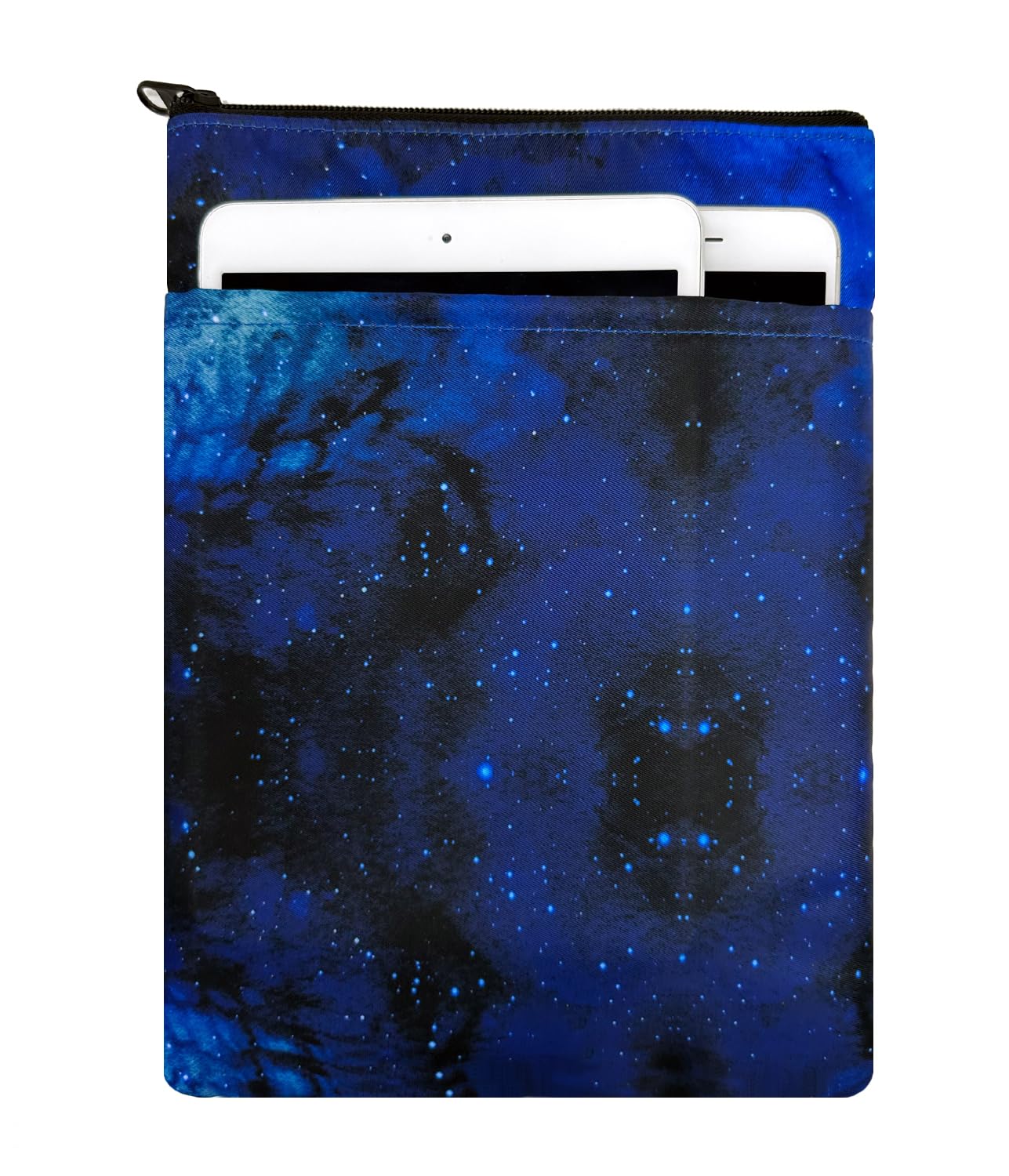 Kostoo Zipper Book Pouches, Travel Book Protector with Front Pocket for Paperbacks & Hardcovers, Washable Book Covers Case in Blue