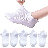 Looching 5 Pack Baby Girls Boys Mesh Thin Socks Cotton Low Cut Kids Toddler No Show Ankle Socks 1-12T Soft White/Multicolor